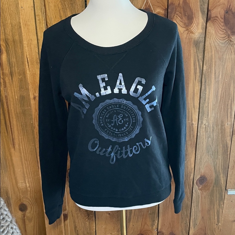 American Eagle Outfitters Black Graphic Pullover
